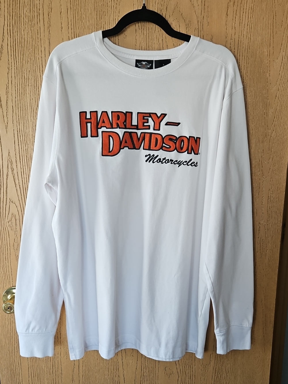 Harley-Davidson White Long Sleeve Shirt with Orange Logo
